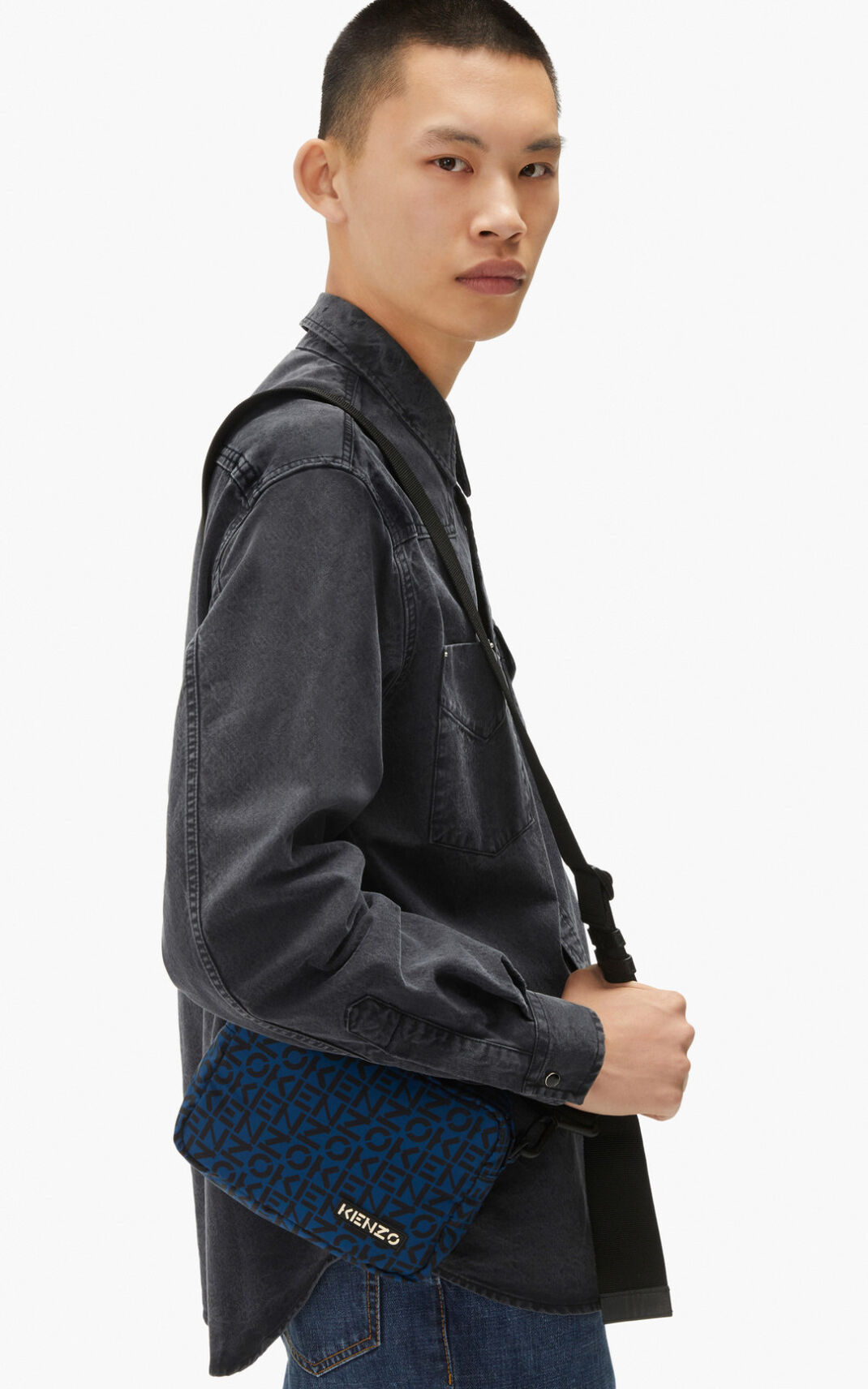 Sac Bandoulière Kenzo Homme Repeat Bleu Foncé ETOBY-9310